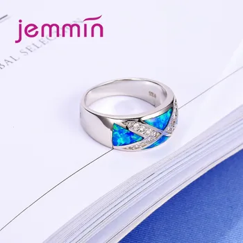 Simple Mode Hot Salg Blå Ild Opal Ringe Top Kvalitet 925 Sterling Sølv Smykker, Ring for Kvinder & Man Engros
