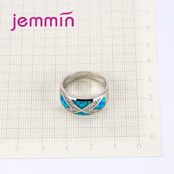 Simple Mode Hot Salg Blå Ild Opal Ringe Top Kvalitet 925 Sterling Sølv Smykker, Ring for Kvinder & Man Engros