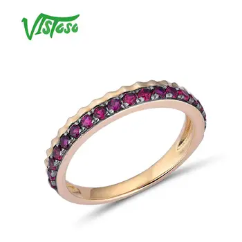VISTOSO Ren 9K 375 Gule Guld Ring i Antik Stil Til Dame Luksus lab Oprettet Ruby Trendy Engagement Jubilæum Fine Smykker