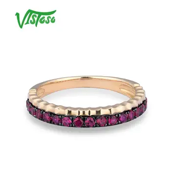 VISTOSO Ren 9K 375 Gule Guld Ring i Antik Stil Til Dame Luksus lab Oprettet Ruby Trendy Engagement Jubilæum Fine Smykker