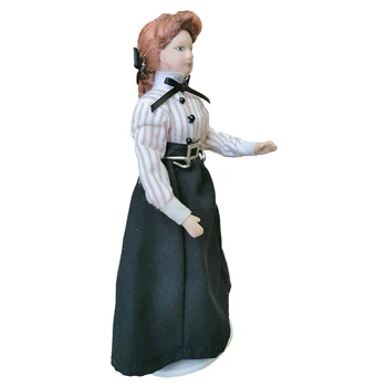 1:12 Dukkehus Miniature Porcelæn Dukke Lærer Model Kvinde Dame I En Lang Kjole PP019C