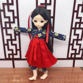 Nyt Produkt BjD 28 Cm Dukke 22 Fælles Løsøre Kinesiske Pige Kostume Kjole Op Toy 3D-Simulation Øjenvipper Børn DIY Fødselsdag Gave