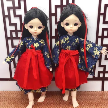 Nyt Produkt BjD 28 Cm Dukke 22 Fælles Løsøre Kinesiske Pige Kostume Kjole Op Toy 3D-Simulation Øjenvipper Børn DIY Fødselsdag Gave
