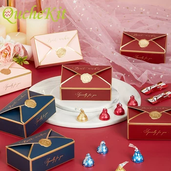 20/50/100pcs Konvolut Form Slik Kasser Fødselsdag Home Party Dekoration Forsyninger Chokolade Kage Baby Brusebad Gave Box Emballage