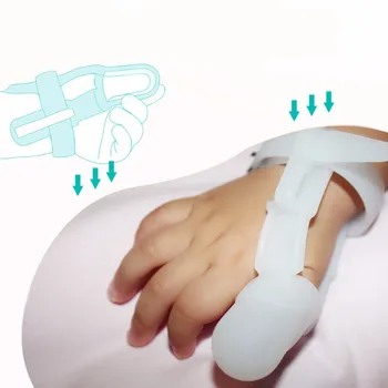 Baby-Bideringe Tommelfinger Handsker Ugiftige Silikone Baby Kids Finger Vagt Stoppe Med At Sutte Tommelfinger Håndled Band New Finger Bid Forebyggelse