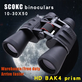 SCOKC 10-30X50 power zoom Kikkert 10-30x60 til jagt professionel monokulare teleskop BAK4 Porro Prisme Lave Night vision