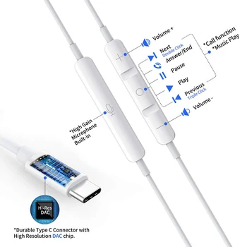 USB Type C Google chip Øretelefoner magnetiske Sport Stereo-hovedtelefoner med Kabel kontrol for HUAWEI P30 Mate 20 Pro Xiaomi 8 Samsung