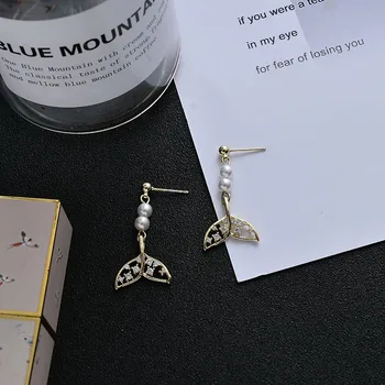 Cellacity Specielle Design Sølv 925 Smykker Perle Øreringe til Kvinder Trendy koreansk Stil øredråber Havfrue Fishtail med Zricon