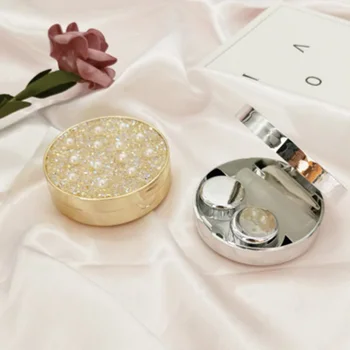 Perle Diamant kontaktlinse Sag Personlighed med Make up Spejl Kvinder Følgesvend Max Portabletravel Æsken som Billede-Pladsen 70g