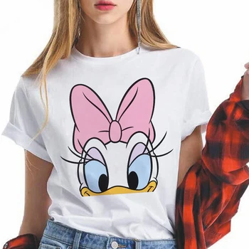 Disney Kvinder T-shirts Mickey Sommeren Kawaii Fashion Style Ulzzang Nyhed 2021 Kort Ærme Toppe Hvid Hipster Tøj Ropa