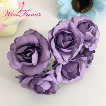 144pcs 3,5 cm Efterligning Mulberry Papir blomster, Kunstige Scrapbooking Rose Buket Til Garland Corsage Max Bryllup Dekoration