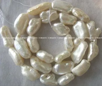 Engros Ægte Ferskvands Naturlige hvidt biwa genfødt keshi perle Halskæde Løse perler 14