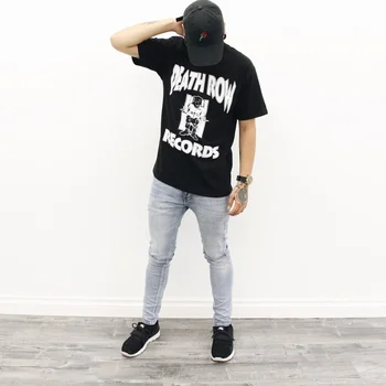 Fashionshow-KHO Hjem Bære Herre Death Row Records T-Shirts Skateboard Harajuku Hipster Pre-Bomuld kortærmet t-Shirts Shirts