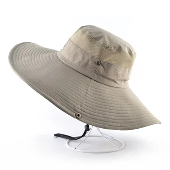Sommer, sol hatte kvinder Wide Brim Fiskeri cap udendørs Vandreture camping gorros mænds Strand hat Anti-UV-Hurtig tørring Spand caps mænd