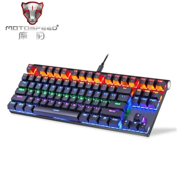 Motospeed K83 87 Taster Gaming Tastatur, Bluetooth 3.0 USB 2.0-Kabel Dual-Mode, Farverig LED-baggrundsbelyst Mekanisk Gaming-Tastaturer