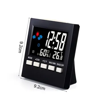 1stk LCD Digital Termometer Hygrometer Temperatur Luftfugtighed kvadratmeter Plads Indendørs Vækkeur universal til hjemmet
