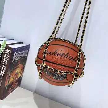Brand Design PU Læder Kæde Kvinder Skulder Messenger Bag Crossbody Tasker for Kvindelige Personlighed Basketball Punge og Håndtaske