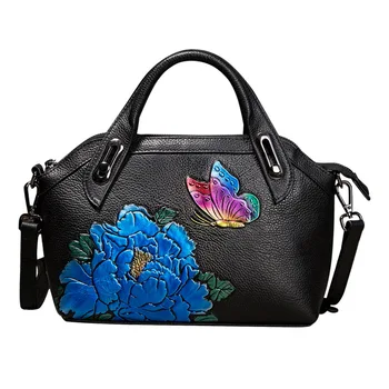 ægte læder kvinder tasker 2021 luksus håndtasker, kvinder tasker designer ko læder håndtaske blomster i ægte læder skuldertaske