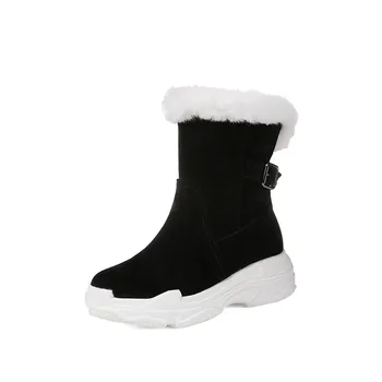 MORAZORA 2020 nye fashion vinter kvinder sko rund tå ankel støvler med spænde komfortabel mode afslappet, varm sne støvler sort