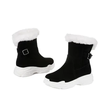 MORAZORA 2020 nye fashion vinter kvinder sko rund tå ankel støvler med spænde komfortabel mode afslappet, varm sne støvler sort
