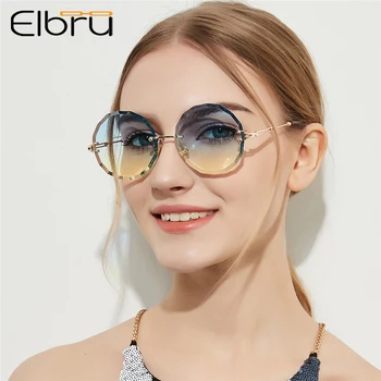 Elbru Retro runde Solbriller Kvinder Girl Vintage Mærke Nuancer Sort Rød Metal Farve Sol Briller, For en Kvinde Fashion Designer