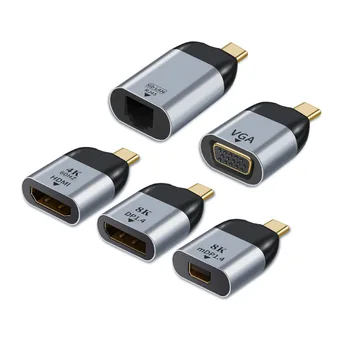 For Vga/DP/RJ45/mini DP HD Video Converter 4K-60Hz Til MacBook Huawei IPad HDMI-kompatibel USB-C-Type-C Flere Former Adapter