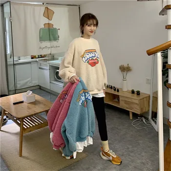 Streetwear Ferie Ny Harajuku Venner Toppe Efteråret Piger Hvid Sweety Koreansk Mode Dame Casual Hvid Fjeder Sweatshirts