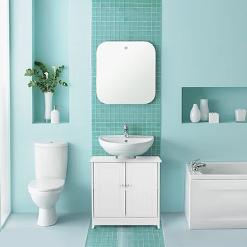 Moderne Henhold til Vask, Opbevaring Skab med Døre Badeværelse Forfængelighed Inventar 2 Lag Arrangør Badeværelse Produkter