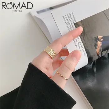 ROMAD Enkel 925 Sterling Sølv Ringe til Kvinder, Piger koreanske Åbning Ring Minimalistisk INS Twist Finger Ring Bryllup Smykker Gave