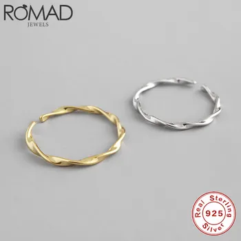 ROMAD Enkel 925 Sterling Sølv Ringe til Kvinder, Piger koreanske Åbning Ring Minimalistisk INS Twist Finger Ring Bryllup Smykker Gave