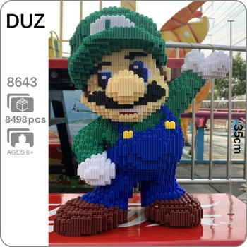 DUZ 8643 Spil Super Mario Luigi Grønne Figur 3D-Model 8498pcs DIY Mini-byggeklodser Mursten Legetøj for Børn, 35cm høj ingen Box