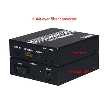 Hdmi til fiberoptiske converter HDMI-IR over fiber converter 1080P HDMI-Fiberoptiske Video audio KVM Extender(HDMI+USB) til Fiber