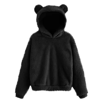 2020 Kvinders Hoodie Mode Brun Fleece Pullover Hoodie Efterår og Vinter Sweatshirt Varm Fuzzy Bear Form langærmet Casual Toppe