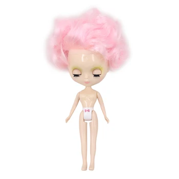 ISKOLDE Nude Mini Blyth Dukke Afro hair style mange typer af hår farver, tøj tilfældig BJD