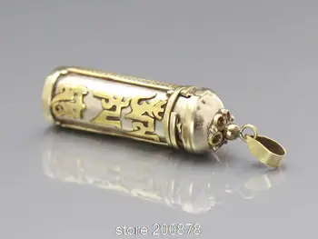 TGB052 Tibetanske Hvid Metal Kobber Mantraer Bøn Max Tibet Gau Amuletter Pendel Cylinder Medaljon