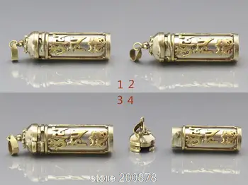 TGB052 Tibetanske Hvid Metal Kobber Mantraer Bøn Max Tibet Gau Amuletter Pendel Cylinder Medaljon