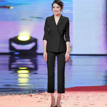 Høj Kvalitet Hvid Passer til de Kvindelige koreanske Mode Damer Real Slim Blazer, Passer til To Stykke Bukser + Blazere 2PC Kvindelige Sæt Bukser