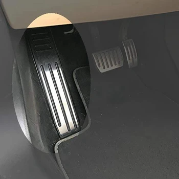 Fodhviler Pedaldækslet Pad, Non-Slip Rustfrit Stål Gummi Fodstøtte Med Klæbemiddel Til Tesla Model X Model S