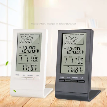 Termometer Hygrometer Måler Indikator Indendørs/Udendørs Vejrstation Automatisk Elektronisk Temperatur Luftfugtighed Overvåge Ur