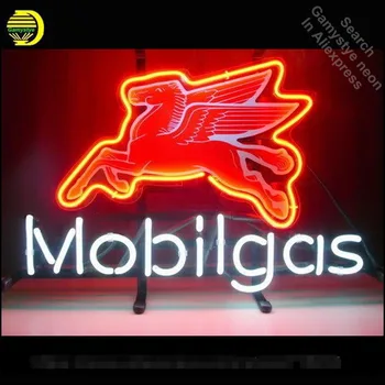 Neon Tegn for Mobilgas Benzin Flyver Pegasus Neon Pære tegn håndværk Glas rør vintage Dekorere vinduer Hotel Beer Bar pub