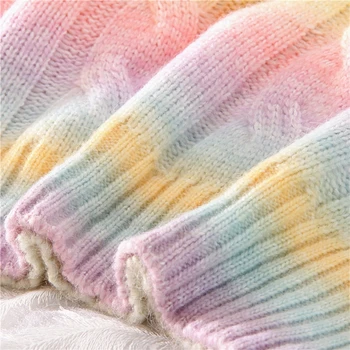 Kvinder Med Lange Ærmer O-Hals Sweater Rainbow Tie-Dye Stribet Pullover Top Harajuku Candy Farve Overdimensionerede Løs Bluse Shirt