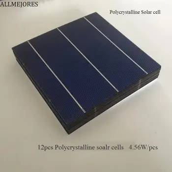 12pcs Polykrystallinske soalr celle 4.46 W/kg 0,5 V Høj effencicy 156mm paniel solcelle for diy-6V 5V oplader solar panel
