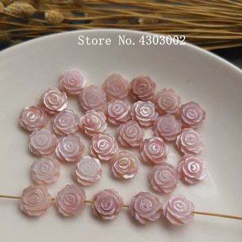 30stk/masse 10mm Virkelige Naturlige Blomster af Perlemor shell Perler Boret Lyserød Blomst, Rose MOP Pearl Shell til gør det selv Smykker