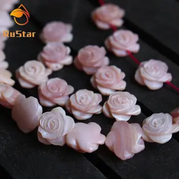 30stk/masse 10mm Virkelige Naturlige Blomster af Perlemor shell Perler Boret Lyserød Blomst, Rose MOP Pearl Shell til gør det selv Smykker