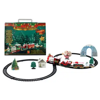 Jul Elektriske Jernbane Bil Tog Toy Børn El-Toy Tog Sæt Racing Road Transport Bygning Legetøj