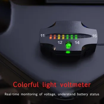 12V LED-Tricolor Indikator Digital Panel Voltmeter Elektrisk Spænding Meter Volt Tester for Automatisk Batteri Bil, Motorcykel Skib