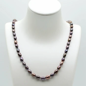 Perle halskæde -, ferskvands-sort-grå perle, drop form, diameter: 5-6mm, kort halskæde, der er egnet til pige gave