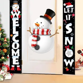 Glædelig Jul Bannere Nye År Udendørs Indendørs Xmas Velkommen Lyse Rødt Xmas Skilt Hængende For Hjem Væggen Holiday Party Indretning