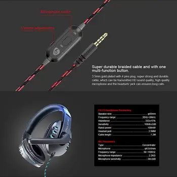 Ledningsbaseret Headset Gamer Hovedtelefon-Over-ear-Gaming Headset Stereo Hovedtelefon Til PS4/PS5/Nintendo Skifte/Xbox/Laptop/PC
