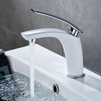 ROVOGO Badeværelse Forfængelighed Vask Vandhane Hvid Enkelt Håndtag Toilet Faucet Et Hul Water Basin blandingsbatteri Solid Messing
